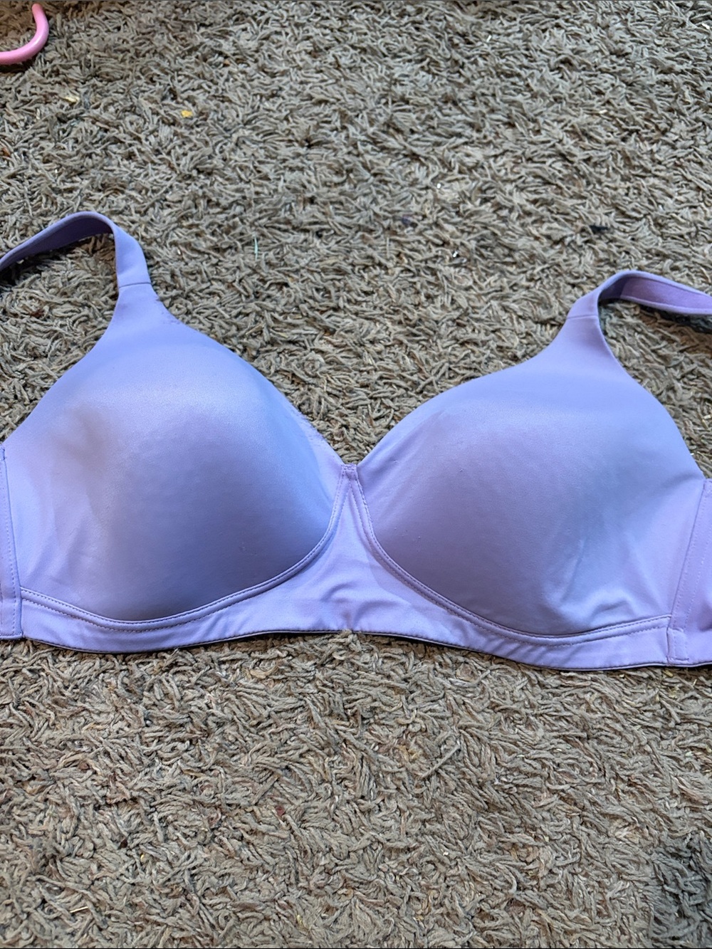Seamless Light Purple Molded-Cup Bra with Smooth Finish